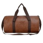 Leather World Tan Faux Leather 24 Cms Gym Duffle Bag for Men and Women