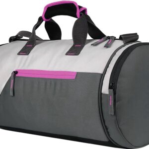 Leosportz Duffel Shoulder Gym Bag – Easy to Carry Gym Bag 30 LTR | Premium Sports Gym Bag | Adjustable Shoulder Bag for Men Women (Gym Bag, Pink, Mediu)