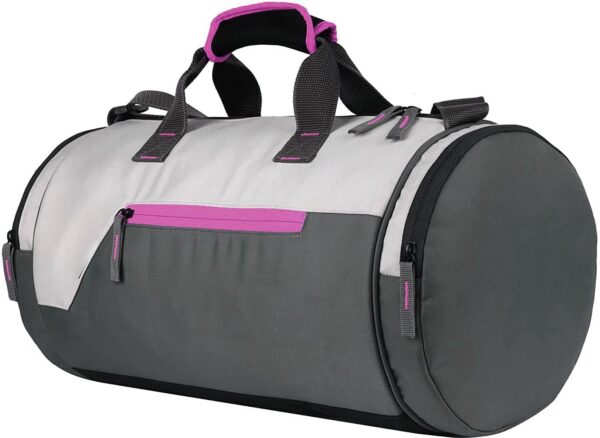 Leosportz Duffel Shoulder Gym Bag – Easy to Carry Gym Bag 30 LTR | Premium Sports Gym Bag | Adjustable Shoulder Bag for Men Women (Gym Bag, Pink, Mediu)