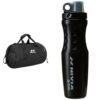 Nivia 5183 Polyester Gym Duffle Bag, Medium (Black) & G 20-20 Plastic Sipper (Black) 600ml Combo