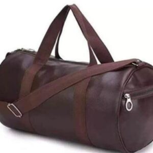 Om Creation PU Leather Gym Duffel Bag with Shoulder Strap for Men and Women (Brown)