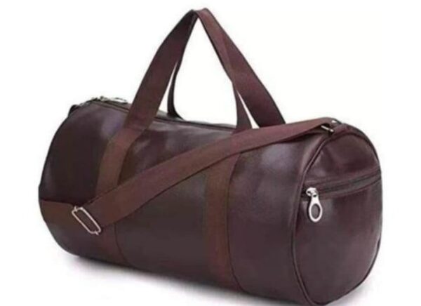 Om Creation PU Leather Gym Duffel Bag with Shoulder Strap for Men and Women (Brown)