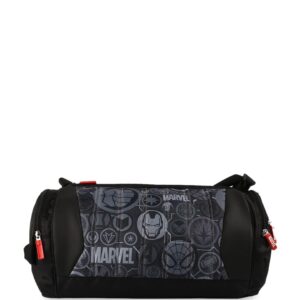 QIPS Printed Duffel Bag – Large Sports & Gym Bag for Men and Women, Black, Polyester.