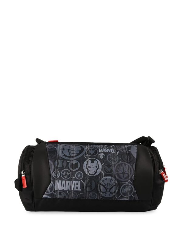 QIPS Printed Duffel Bag – Large Sports & Gym Bag for Men and Women, Black, Polyester.