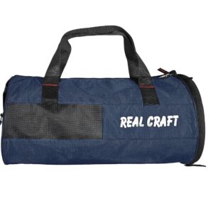 REALCRAFT Polyester 23 cms Navy Blue Gym Bag, Shoulder Bag, Sports Bag for Men & Women with Separate Shoes Compartment (Navy Blue)