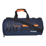 REALCRAFT Polyester Duffle/Gym Bag/Shoulder Bag for Men & Women with Separate Shoes Compartment (19 inch X 9.5 inch) (Dark Blue with Orange Highlights)