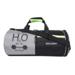 REALCRAFT Polyester H2O Gym Duffle Bag with Separate Shoes Compartment - Stylish and Versatile 19" x 11" x 9.5" Sports Duffel for Men & Women (Black)