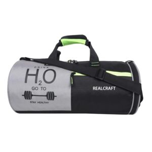 REALCRAFT Polyester H2O go to Gym Duffle/Gym Bag/Shoulder Bag for Men & Women with Separate Shoes Compartment (19 inch X 11inch X 9.5 inch) (Black)