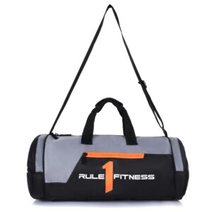 RULE 1 FITNESS Polyester Fabric, Water Resistant Duffle Gym Bag/Adjustable Shoulder Sport Gym Bag for Training,Outdoor Yoga Overnight Travelling Bag for Men/Women