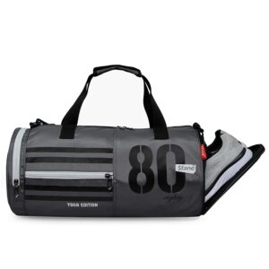 SFANE Men & Women Polyester Black & White Gym Bag, Sports Bag, Shoulder Bag with Separate Shoe Compartment