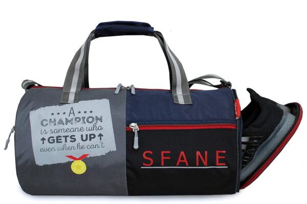 SFANE Polyester Black Gym Bag/Duffle Bag/Sports Bag/Shoulder Bag/Sports Bags/Gym Bags for Men & Women with Shoe Compartment (Grey)