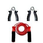 SX Standard Jumping Skipping Rope with Comfortable PVC RED Handle for Weight REDUCING/Warm-UP/Gym/Sports & Gym Fitness.(1 Pair PVC Hand Grip)