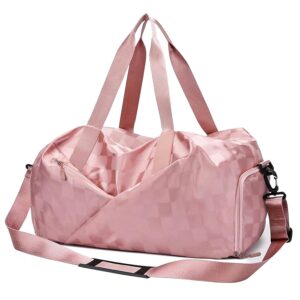 Storite Nylon 41 cm Travel Duffle Bag for Women Foldable Sports Gym Shoulder Handbag Carry Weekender Overnight Luggage Bag with Shoe and Wet Clothes Compartments (Pink,41x25x23 cm)