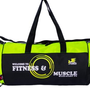 TENSE Gym Bag Polyester/Unisex Gym Bags/Shoulder Bag for Men & Women with Separate Shoes Compartment/Carry Gym Accessories/Fitness Bag/Sports & Travel Bag/Sports Kit (Green)