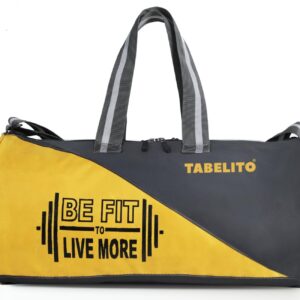 Tabelito Polyester Fit-Go Duffle Bag Sports Travel Gym Bag 30 Litre Water-Resistant Shoulder Strap Bags for Men & Women (Yellow), 46 x 23 x 23 Centimeters