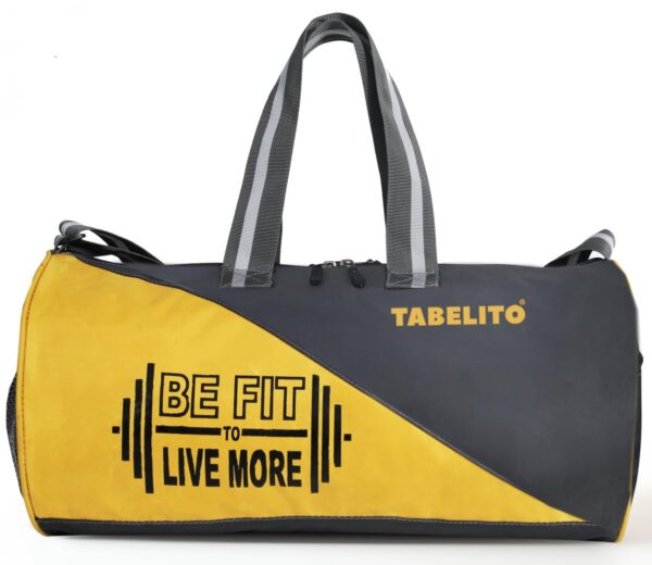 Tabelito Polyester Fit-Go Duffle Bag Sports Travel Gym Bag 30 Litre Water-Resistant Shoulder Strap Bags for Men & Women (Yellow), 46 x 23 x 23 Centimeters