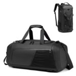 Travel Duffel Bag Foldable Weekender Bag with Shoes Compartment for Men Women Waterproof Tear Resistant, Black,