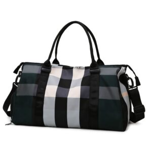 VISMIINTREND nylon 20 Cms Duffle Bag(Duffle_Checks_Green_with_SC_Green)