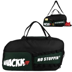 Whackk Arnold 40L |Gym Fitness Sports Workout Training Sports Travel Duffle Bag with Separate Shoe Pocket | Wet Dry Pocket | Multipurpose |Unisex | Lightweight | Kitbag |for Men Women (Green Black)