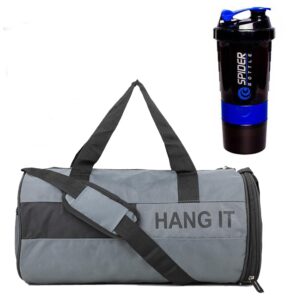 Gym Bag Combo for Men ll Gym Bag with Shoe Compartment and, Black Bottle, ll Gym kit for Men and Women ll Gym Bag & Fitness Kit & Gym Bag Combo. (Blue)