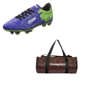 Charged Sports Bag Artize Brown With Gowin Football Shoe Crush Blue Green Size-6