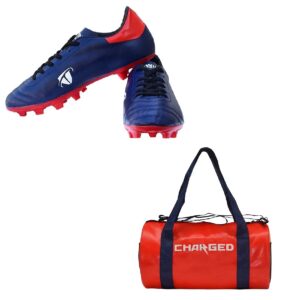 Charged Sports Bag Adena Red with Gowin Football Shoe Ace Navy Red Size-7