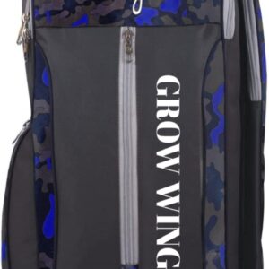 Grow wings Cricket Kit Equipment Bag (Camo Green,1 Bat Caves) | Shoulder Straps | Extra Compartment for Accessories | Travel Duffel Backpack | Lightweight | Men and Women (Blue)