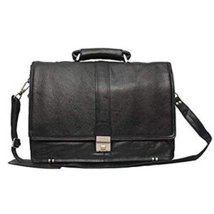 C COMFORT Leather Office Bag for Men&Women with Comfortable 15” Inches Laptop Compartment|Expandable FeaturesCross Body Shoulder Strap, Amite Lock.Black