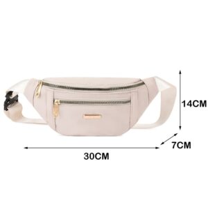 JUBLYN Women Fanny Pack Waist Pack Adjustable Strap Hands Free with 2 Zipper Pockets Bag Waist Bag for Shopping Festival Workout Cycling Sports (Biege)