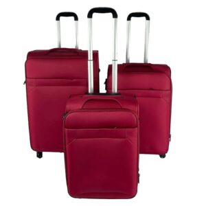 Urbane Home Set of 3 Lightweight 20inch, 24inch, 28inch Cabin Trolley Bags With 360 Degree Wheels | Expandable Carry-On Cabin Luggage Suitcase | Bags for Travel | N0013PCRED-Red