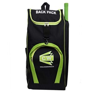 CW BACKPAK Black Green Sports Cricket kit Bag Kit Bag for Girls Cricket Kit Bag for Cricket Men Unisex Sports Backpack Kit Bag for Cricket with Bat Compartment