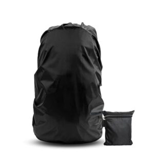 BRIGHTZONE Waterproof Rain Cover for Backpack Bags, Rainproof Dustproof Protector Rain Cover Elastic Adjustable Specially for Trekking (Black)