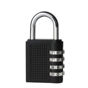 Lukzer 4 Dial Lock Combination Padlock for Home Office Hotel Doors Resettable Password Pin Lock Multipurpose Safe Security Lock (Black)