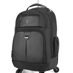 Arctic Hunter Trolley Backpack for Travel 40L Rolling Backpack 4 Wheel 15.6-inch Laptop Backpack Roller Cover Multi-Pockets Convertible Aluminum Rod Luggage Bag for Office Travel, Black