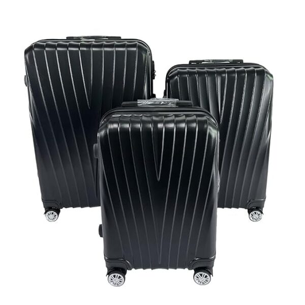 Heart Home Set of 3 Lightweight 20inch, 24inch, 28inch Cabin Trolley Bags with 360 Degree Wheels | Expandable Carry-On Cabin Luggage Suitcase | Bags for Travel | 61103PCBLK-Black