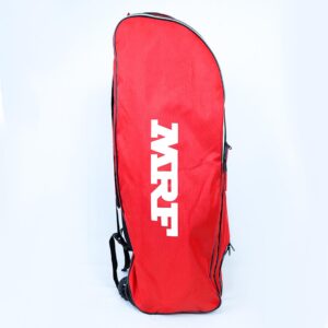 AASHRAY MRF VK-18 Duffle Wheel Cricket Kit Bag, Heavy Duty Fabric, Concealed Bat Pocket, Wheels, Padded Straps (Red)