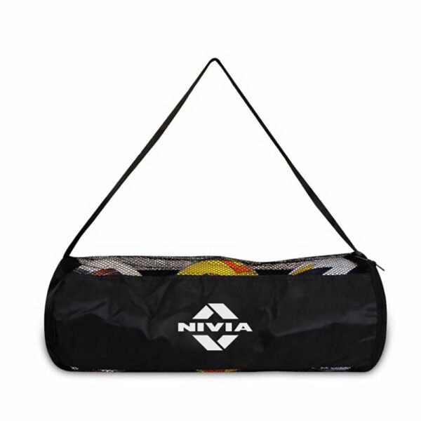 Nivia Carrying Bag for 3 Balls, Ball Carring Bag, PVC Coated Water Resistant Fabric, Highly Durable, 100% Polyester, Adjustable Strap, (Black)