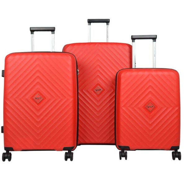 VIP Quad 8 Wheels 5 Years International Warranty Hard-Sided Polypropylene Luggage Set of 3 Trolley Bags (55 cm+65 cm+75 cm) (RED)