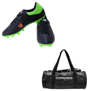 Charged Sports Bag Artize Black with Gowin Football Shoe Ace Black Lime Size-9