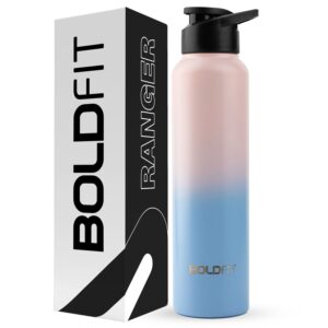 Boldfit Water Bottles Stainless Steel Water Bottle 1 litre Steel Water Bottles for School, Office, Home, Gym 1 litre Water Bottle for Men Leakproof, Rust free Steel Bottle -1000 ml Bottle Pink Blue