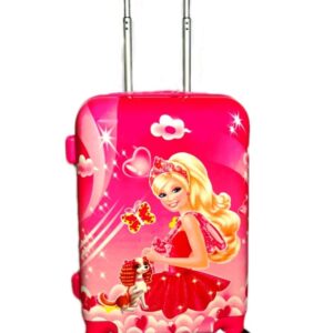 D’s PARADISE Cartoon Print Doll 20 Inches Both Side Print, Hard top Polycarbonate Girls Suitcase/Trolley Bags for Girls with 4 Wheels. Colour : Pink