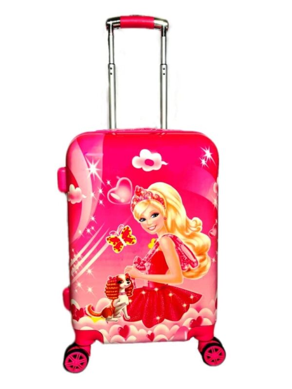 D’s PARADISE Cartoon Print Doll 20 Inches Both Side Print, Hard top Polycarbonate Girls Suitcase/Trolley Bags for Girls with 4 Wheels. Colour : Pink