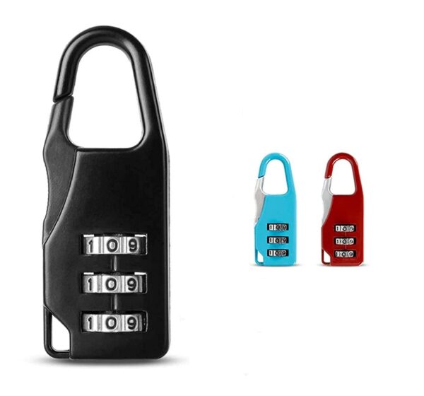 Hetkrishi 2 PC Combination Luggage Padlock 3 Dial Resettable Lock for Suitcase, Laptop Bag/Multi-Purpose Safety Number Lock (Random Color)