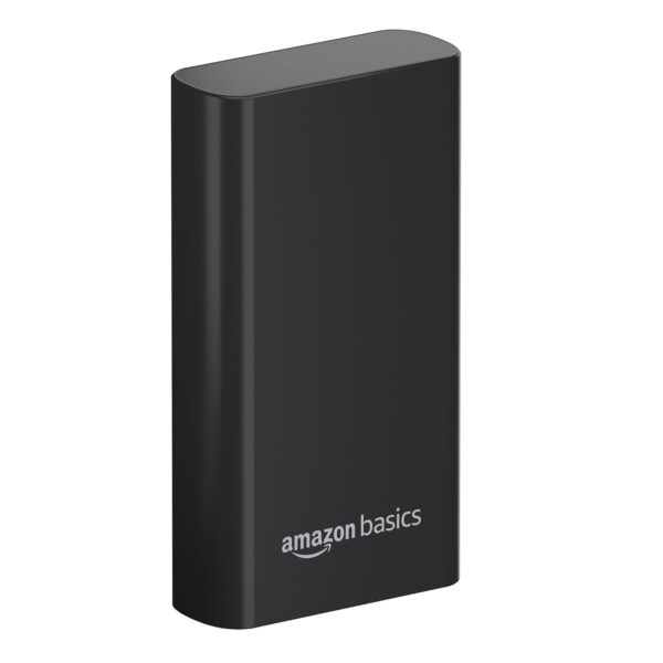 Amazon Basics 20000mAh 22.5W Fast Charging Power Bank with Cable | Triple Output Ports |Dual Input Ports | Lithium Polymer Power Bank | Compact Metal Body (Black)