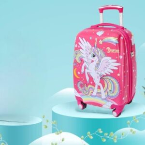 HARSEHAJ PRODUCTS Stylish Rotating Wheels New Dream Unicorn Printed Pattern Suitcase & Extra Light Weight Trolley Bag (20 Inch)