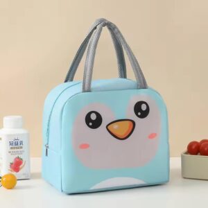 INSTABUYZ Hot & Cold Leak Proof Lunch Bag for Office School Kids Men & Women Storage Bag with Handle Tiffin Bag (Blue Penguin)Polyester,7 Liters