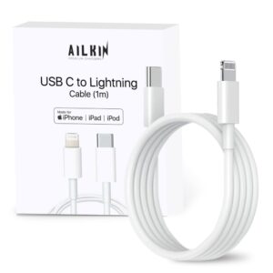 ALKIN USB C to Lightning Cable 1M [Apple MFi Certified] iPhone Fast Charger Cable USB-C Power Delivery Charging Cord for iPhone 14/13/12/12 PRO Max/12 Mini/11/11PRO/XS/Max/XR/X/8/8Plus/iPad