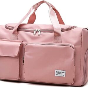 Sports Duffle Bag with Shoes Compartment, Weekend Travel Overnight Bag (Pink)