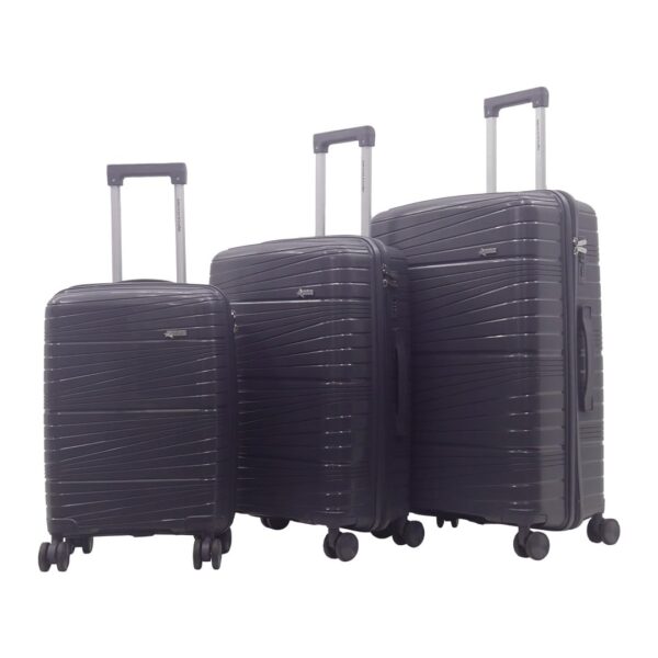 AMERICAN TRAVELLER 6001 Lightweight Luggage Trolley Bags for Travel Set of 3 Polypropylene(Pp)| 360 Rotatable 8 Wheels|Unbreakable Hard Shell Suitcase |TSA Lock Inside Integrated | 75cm, 65cm, 55cm