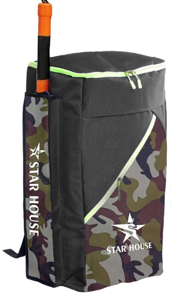 STAR HOUSE- Cricket Kit Bag Unique Design with Heavy Padded (BLACK GREEN ARMY)